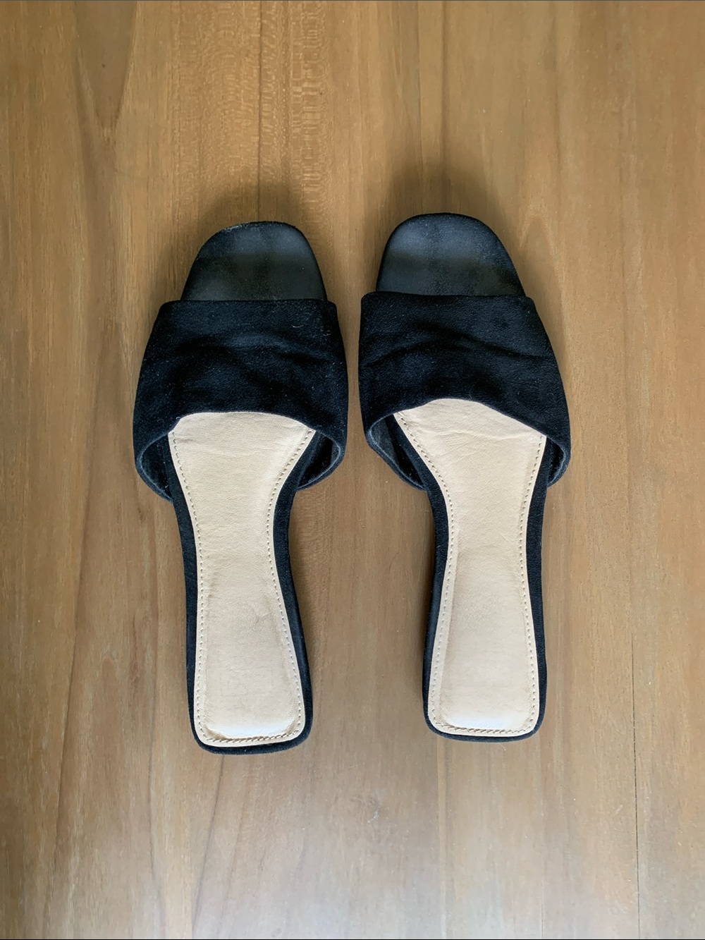 Black Slide Sandals with Square Toe